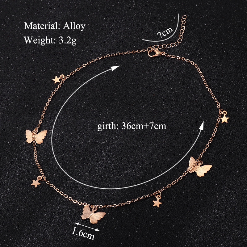 [ Women Elegant Butterfly Stars Pendant Necklaces ] [ Ladies Charm Clavicle Necklace] [Girls Personality Chain Necklace]