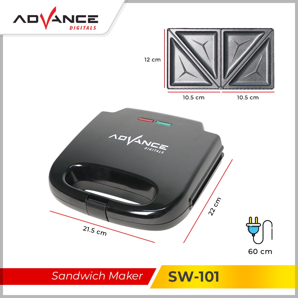 READY STOCK  ADVANCE Waffle Maker/mesin Sandwich WF 206/WF 101/SW 101/SW 206 Pemanggang Roti Waffle 2 Lapis Garansi Resmi 1 tahun