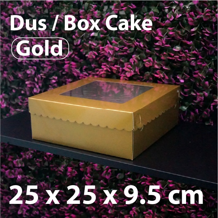 

Dus Emas 25 x 25 x 9.5 cm dengan Mika - Box Kue - Gold Cake Box