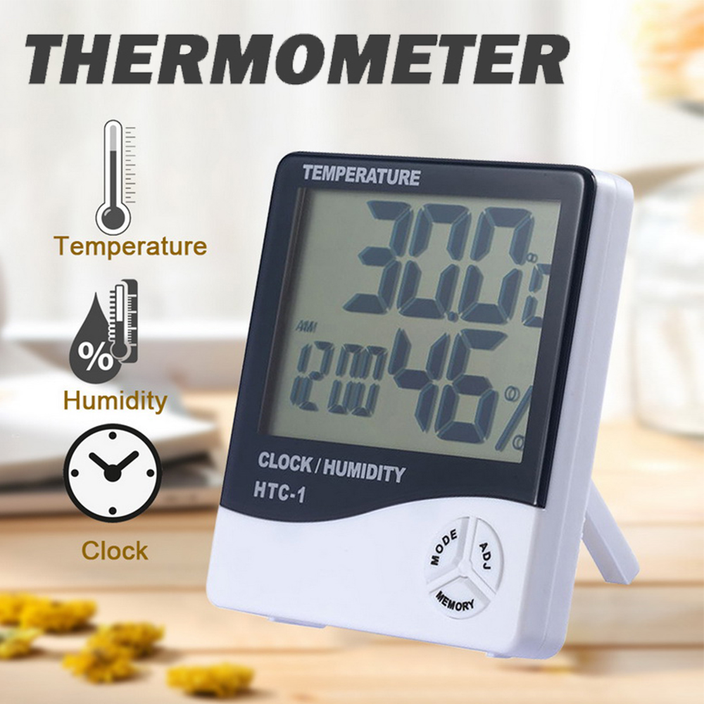 HTC-1/HTC-2 Higrometer In/Out Hygrometer/Termometer/Clock/Alat Cek Suhu Ruangan