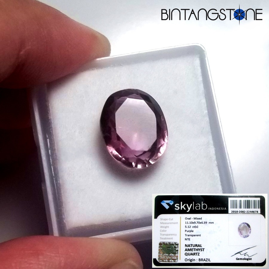 Amethyst Brazil VVS 5.25 Cts Batu Cincin Kecubung Ungu Cutting Asli Brazil Bening Kristal Quartz