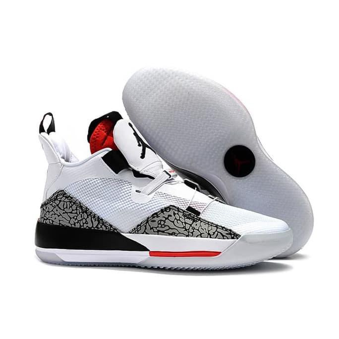 Kualitas Terbaik Nike High Air Jordan 33 XXXIII White Cement PK Original CUCI GUDANG