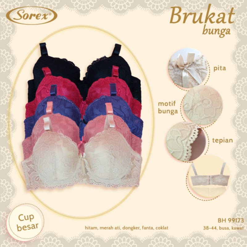 BRA | BH SOREX ART 99173 ORIGINAL | Bh Renda Brukat Big Cup Pakai Kawat Busa Tipis Kait 3