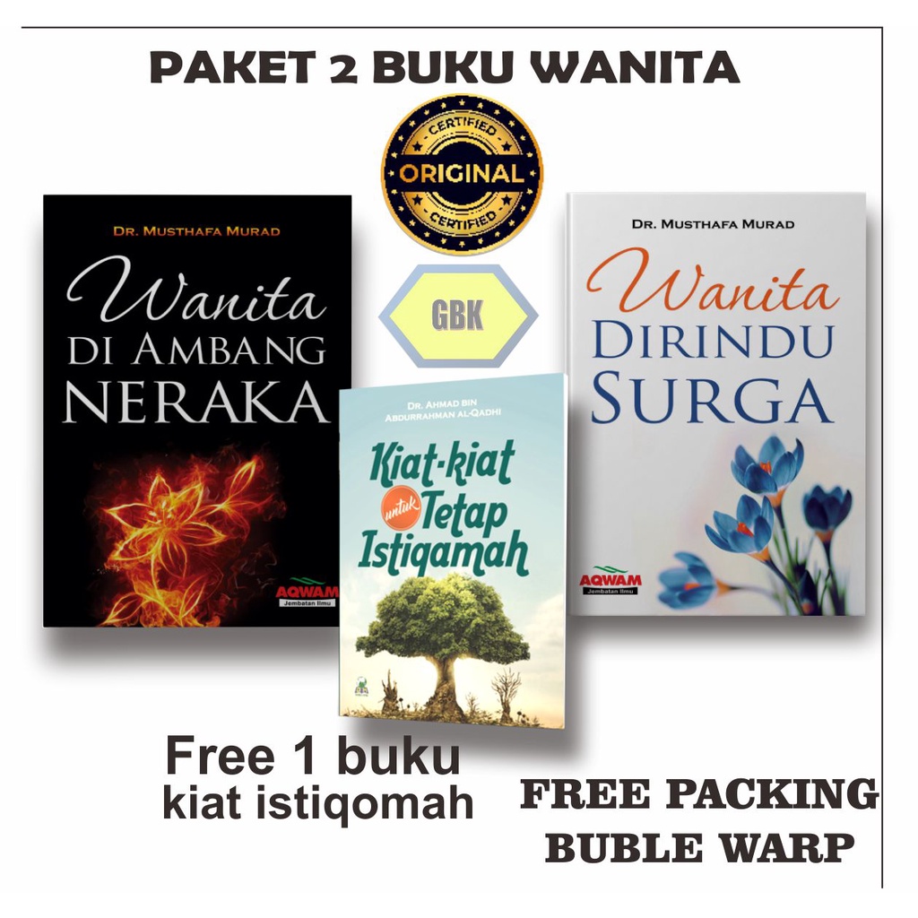 Paket 2 Buku Wanita di Rindu Surga Dan di Ambang Neraka (Free 1 Buku Kiat2 istiqomah)