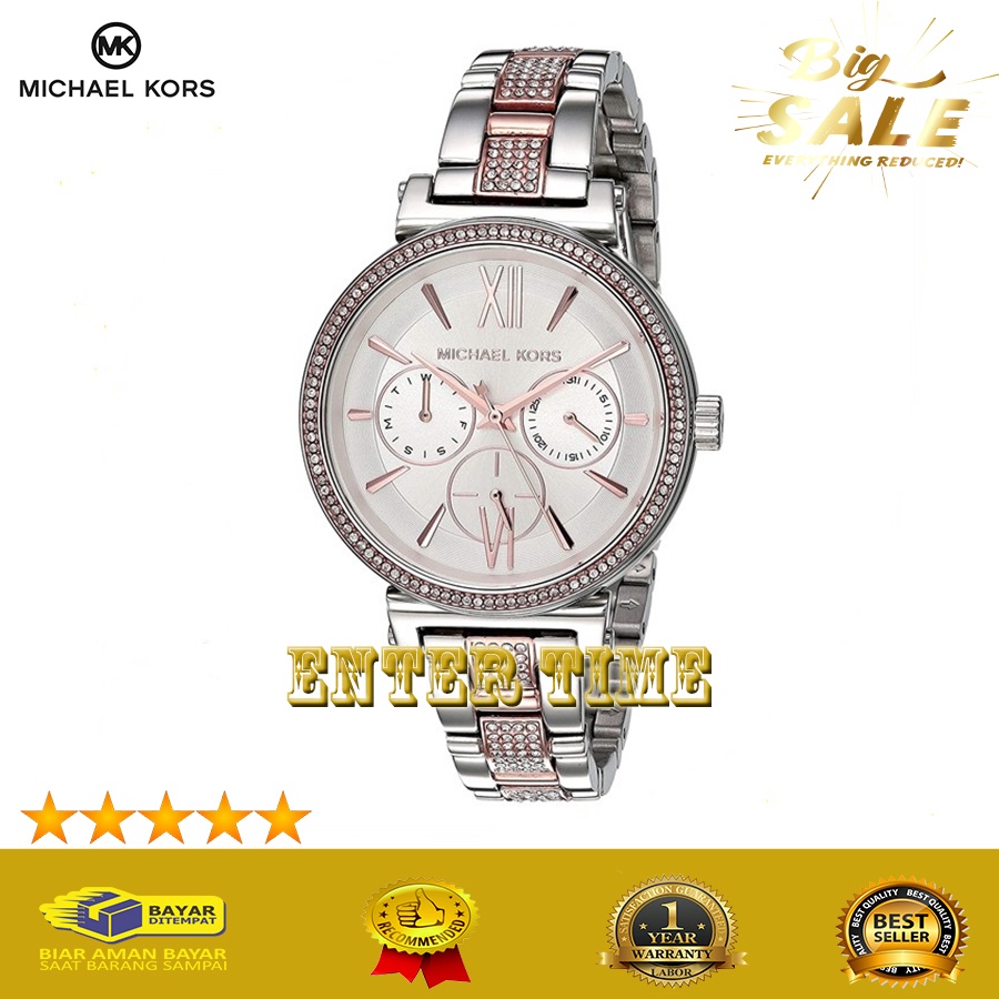 MEGA SALE  JAM TANGAN WANITA IMPORT TERBARU MICHAEL KORS TYPE MK4353 STAINLESS JAM TANGAN WANITA LIM