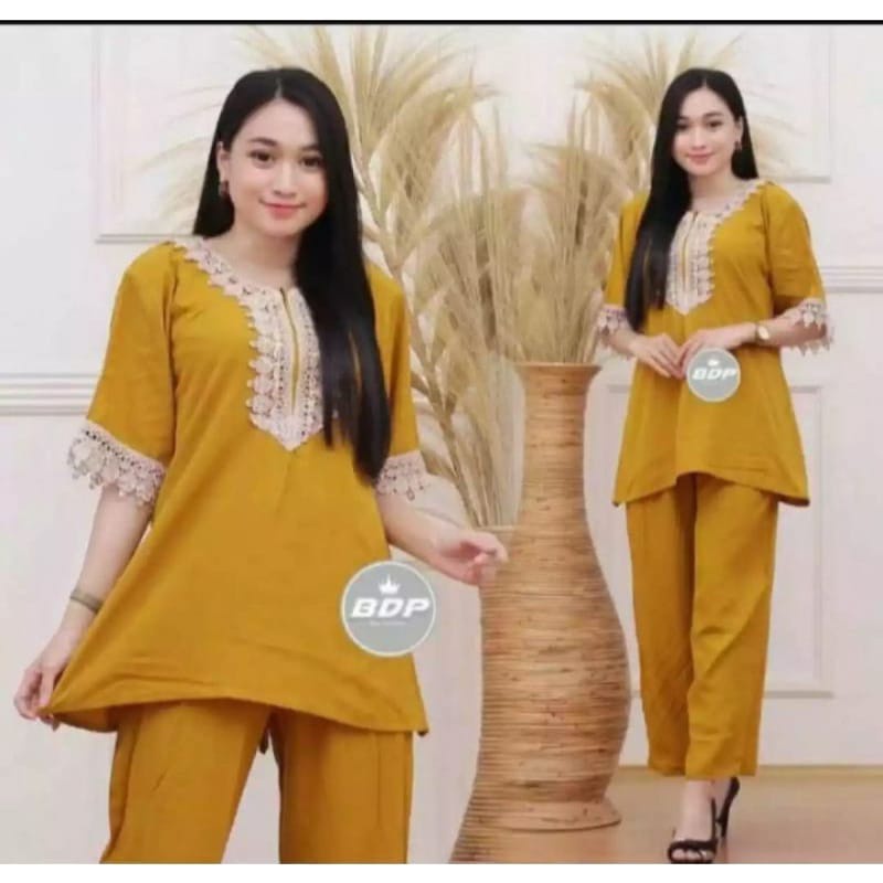 SETELAN PIYAMA MODEL ARABIAN SET WANITA // ONE SET ARAB LENGAN PENDEK CELANA PANJANG/SETELAN RENDA P