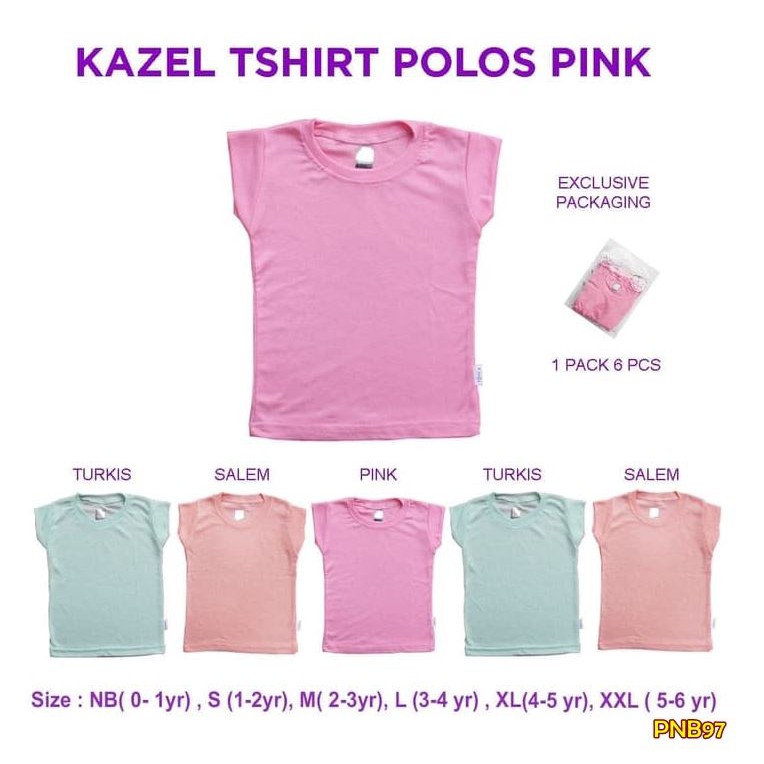 PNB97 KAOS ANAK KAZEL TSHIRT POLOS PINK ISI 6 PCS