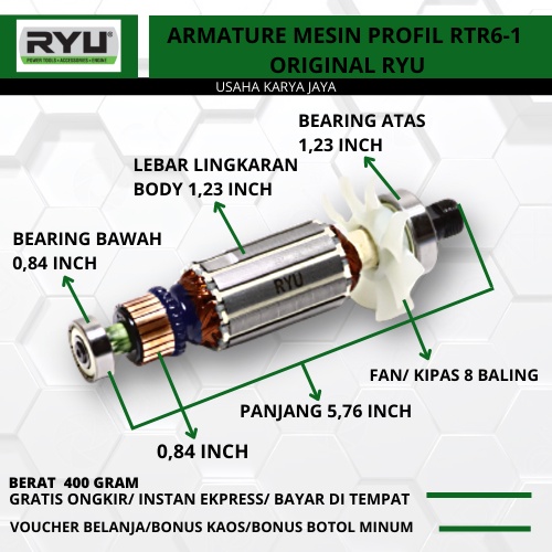 Original RYU Armature Angker Mesin Profil RTR6-1 Original RYU Original Terbaru Angker Mesin Profil K