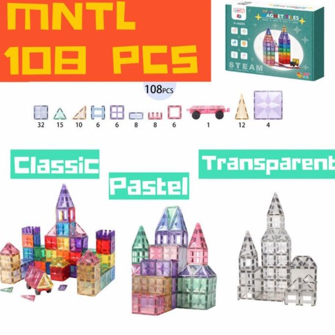 MNTL Diamond Magnetic Tiles - sister brand magt4k dan connetix 120 pcs