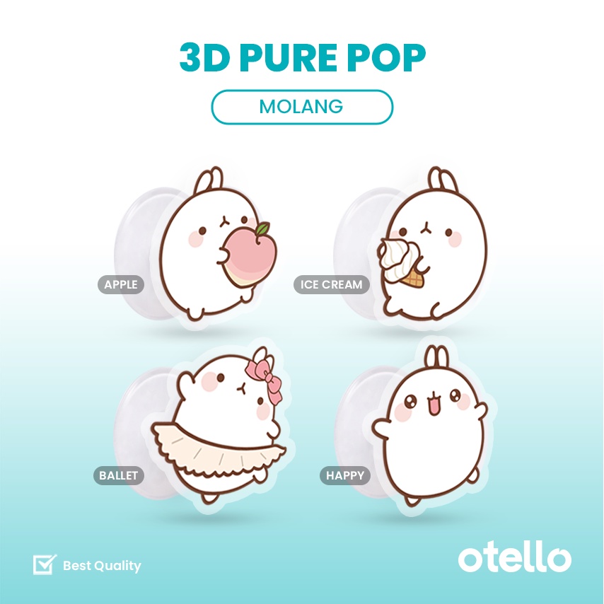 Otello Griptok Akrilik Molang Rabbit Pure Pop Popsoket Lucu Murah Popstand Pop Stand Acrylic Holder HP Phone Grip