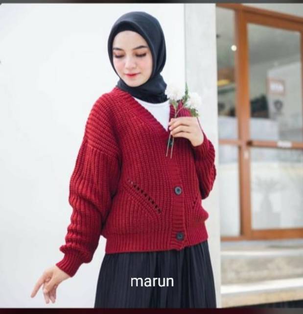 Cardigan Rajut Motif DHIYA | type 3 Get | Rajut TEBAL Premium | Pakaian Rajut Atasan Wanita