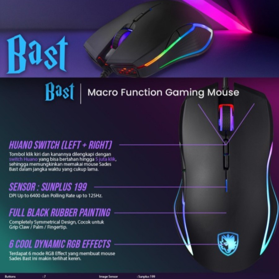 Sades S8 Bast Gaming Mouse - Mouse Gaming S-8 RGB