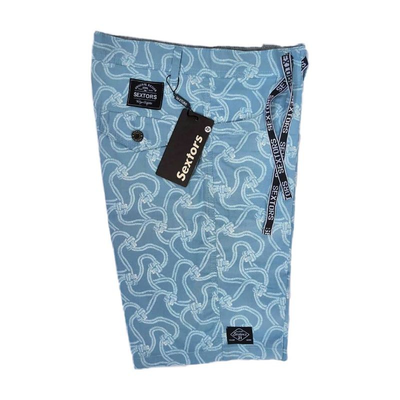 ORI SEXTORS Celana Chino pendek pria cowok short pants printing motif tartan santai pantai harian