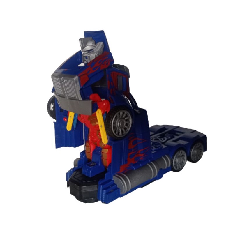 mainan anak mobil truk robot transformer baterai