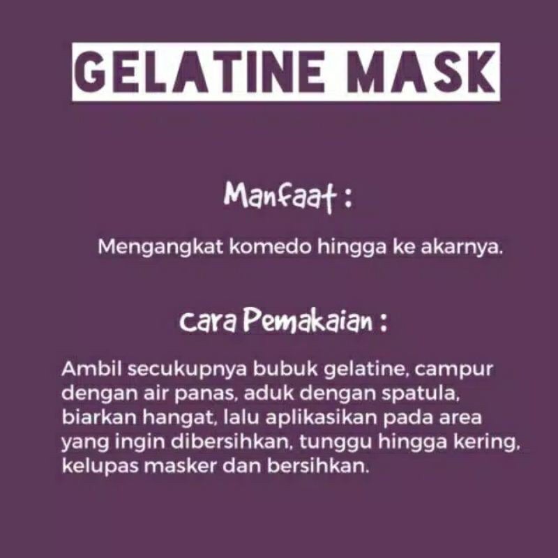 Gelatine Mask Masker Komedo Gelatin