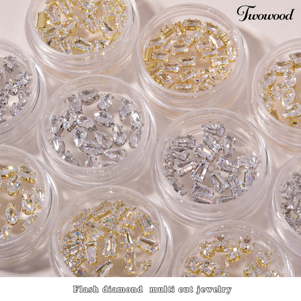 20 Pcs / Box Ornamen Perhiasan Kuku Aksen Berlian Imitasi Bahan Cubic Zirconia Untuk Wanita