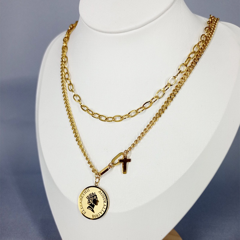 Kalung tebal dua layer elisabet australian titanium anti karat