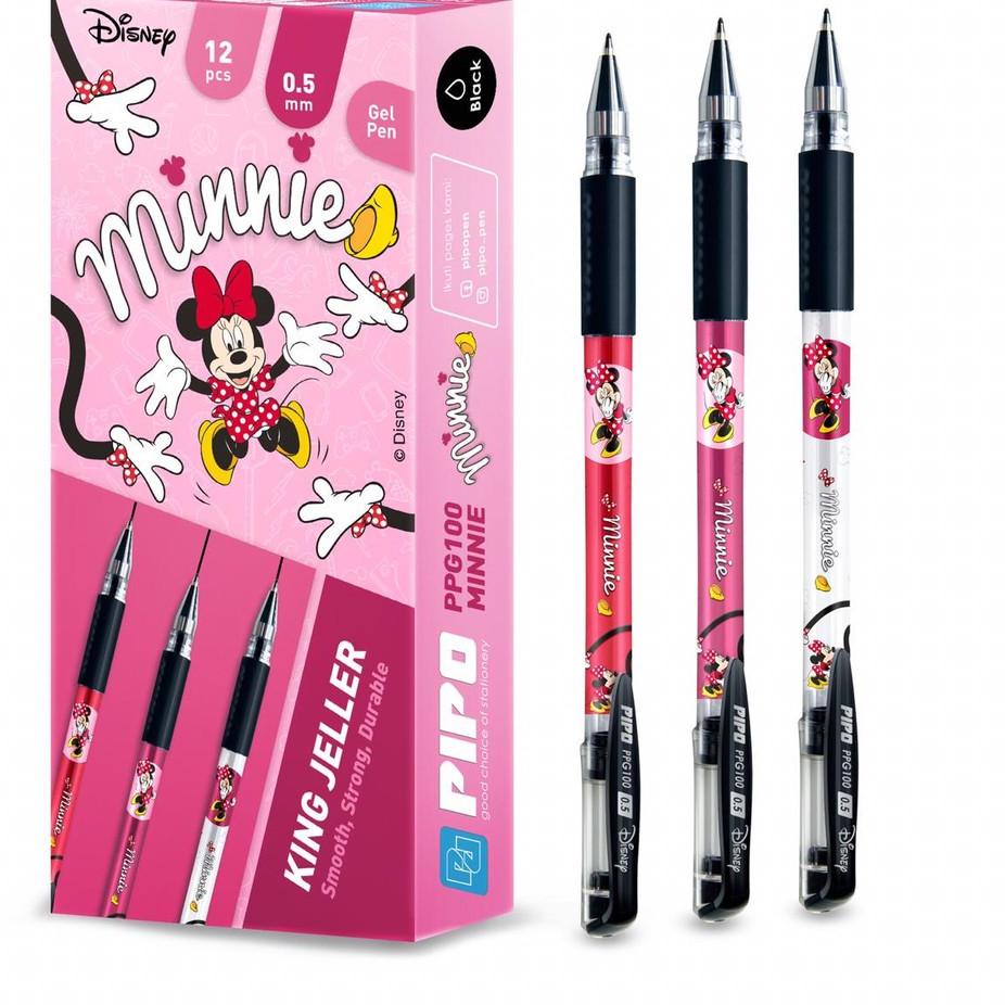 

Berkualitas Pipo Disney ppg100 minnie mouse Set Ballpoint gel 12 pcs tinta hitam