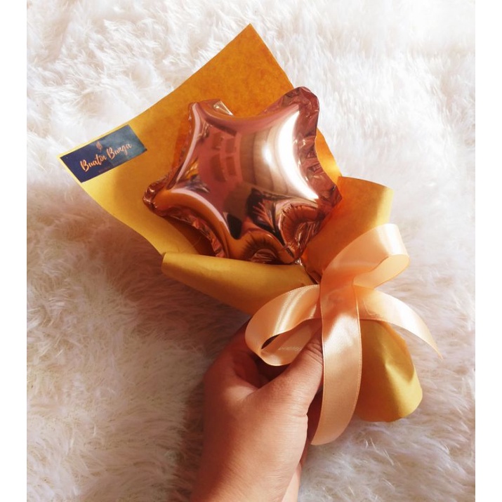 Buket Balon Foil Hati Kecil Hadiah Ulangtahun Murah Bunga Kering Artificial Bouquet Flowers Wisuda G