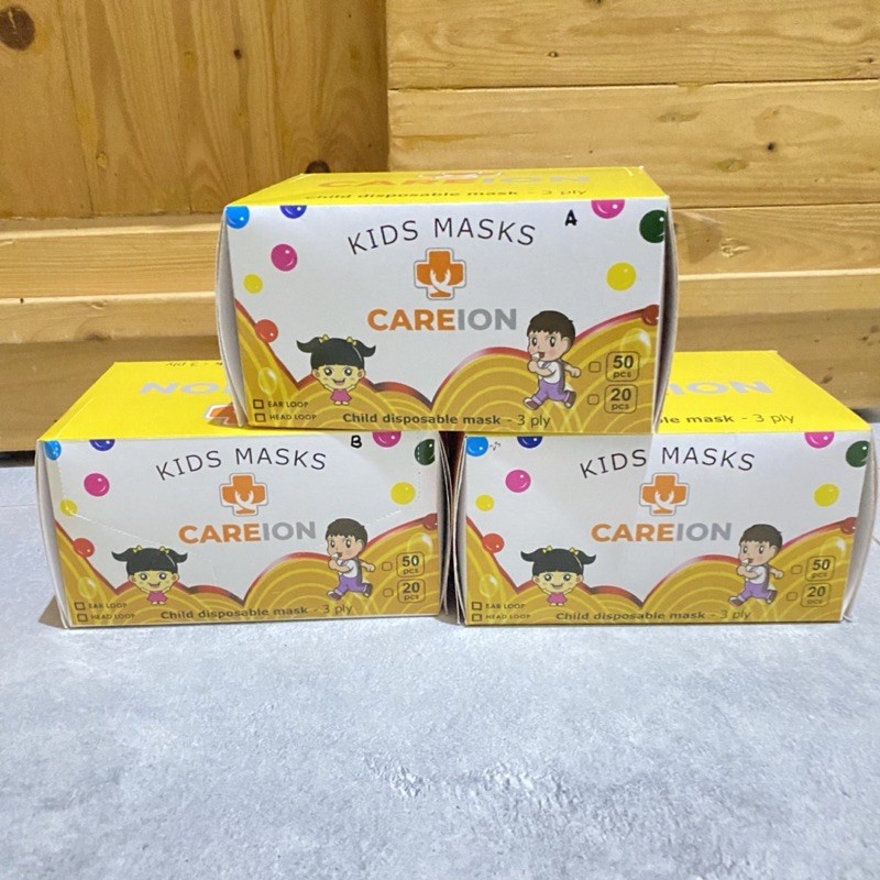 MASKER ANAK CAREION 3ply isi 50 pcs/box - Masker Anak Motif Kartun