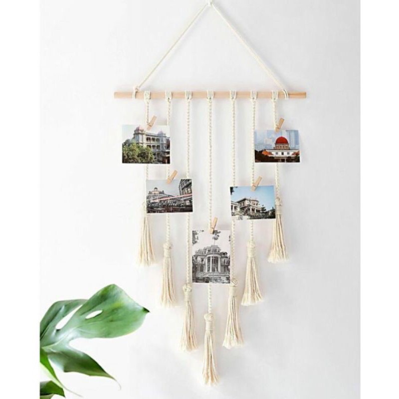 Hiasan dinding / Dekorasi kamar / Aesthetic / Hiasan dinding Murah / Macrame Gantung foto / Macrame