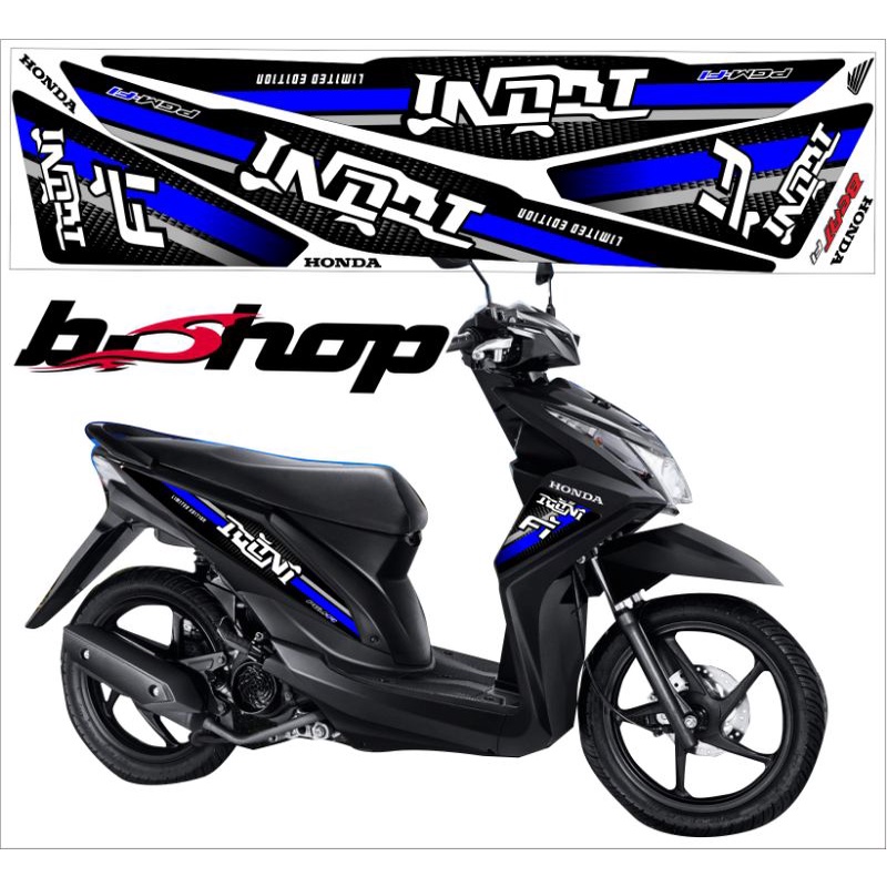 Sticker striping Honda Beat fi icon tailand biru variasi