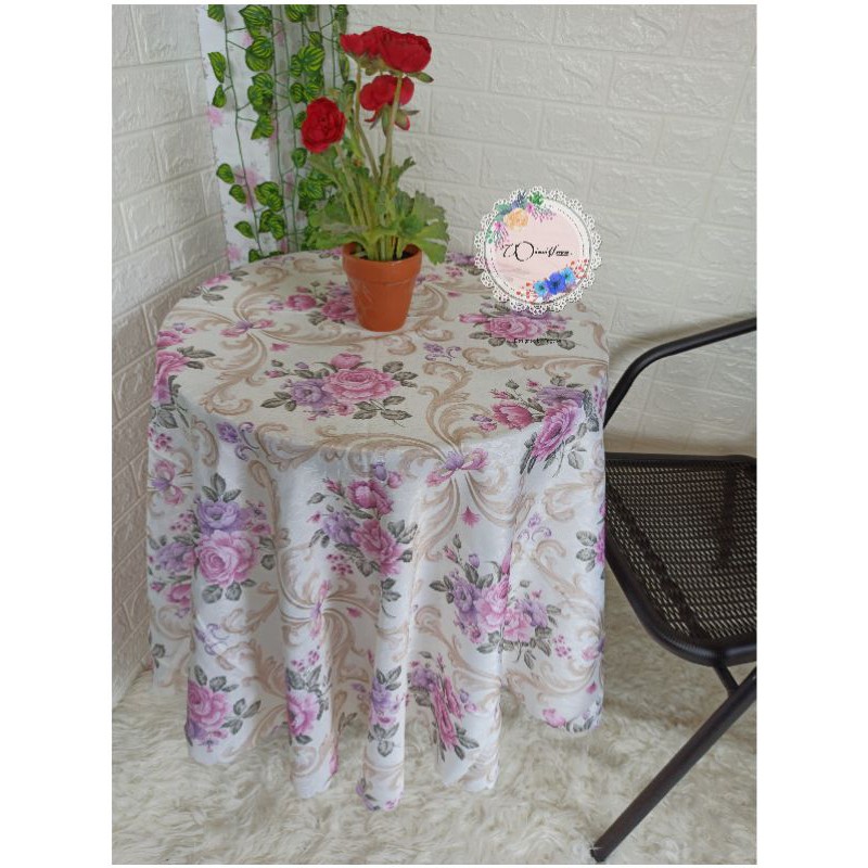 TAPLAK MEJA MAKAN BULAT 6 KURSI / TAPLAK MEJA MAKAN BULAT SHABBY IMPORT / TAPLAK MEJA BULAT