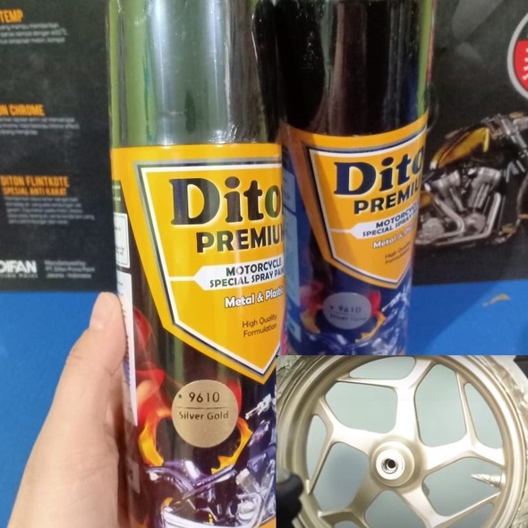 Pilok Pilox Cat Semprot DITON Premium Velg Colours Pilok Pilox Cat Semprot 9610* SILVER GOLD (400cc)