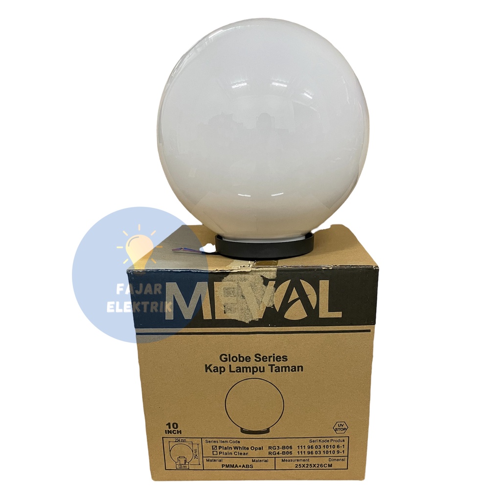 KAP LAMPU TAMAN BULAT 10 INCH MEVAL PUTIH RG3-B06