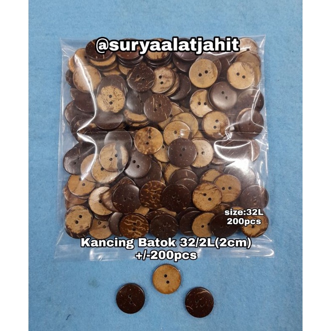 Kancing Batok 32/2L/2cm @+/-200pcs =rp.23.500/1bks