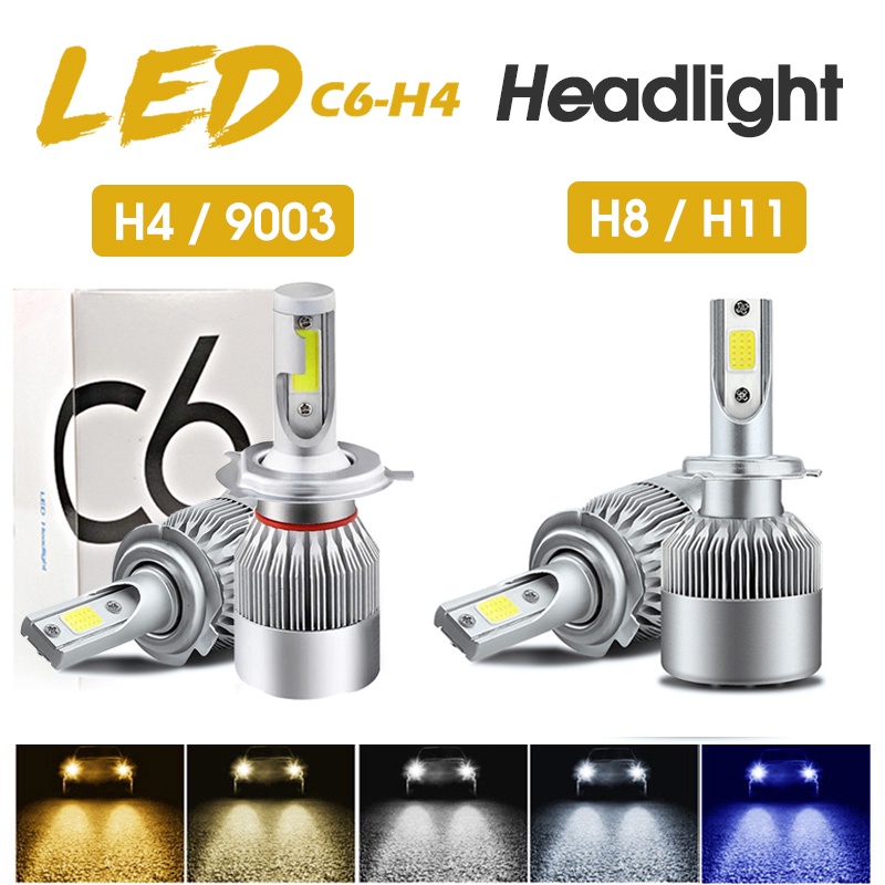 Lampu LED Mobil Headlight Lampu Utama Mobil Super Bright C6 H4 9003 H11 H8 H9 H16 36W 3800Lm 6000K Pure Light