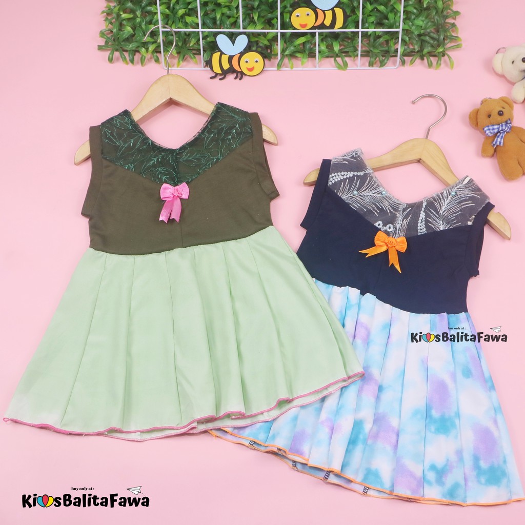 Dress Meira uk Bayi - 4 Tahun / Dres Baby Anak Perempuan Brukat Kensi Import Gaun Pesta Cewek Murah