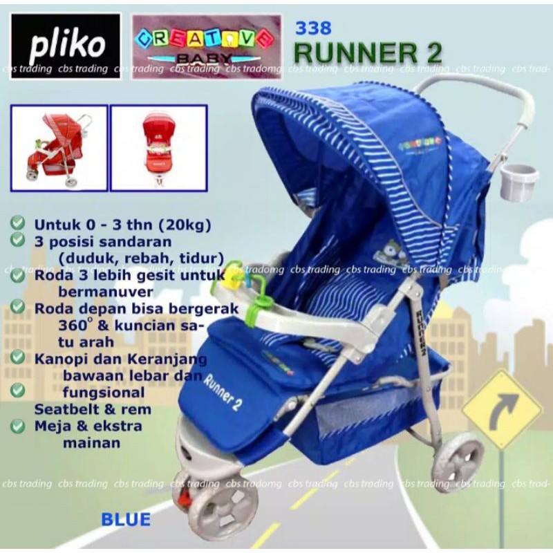 Stroller bayi Pliko Creative Runner 2 kereta Bayi Termurah