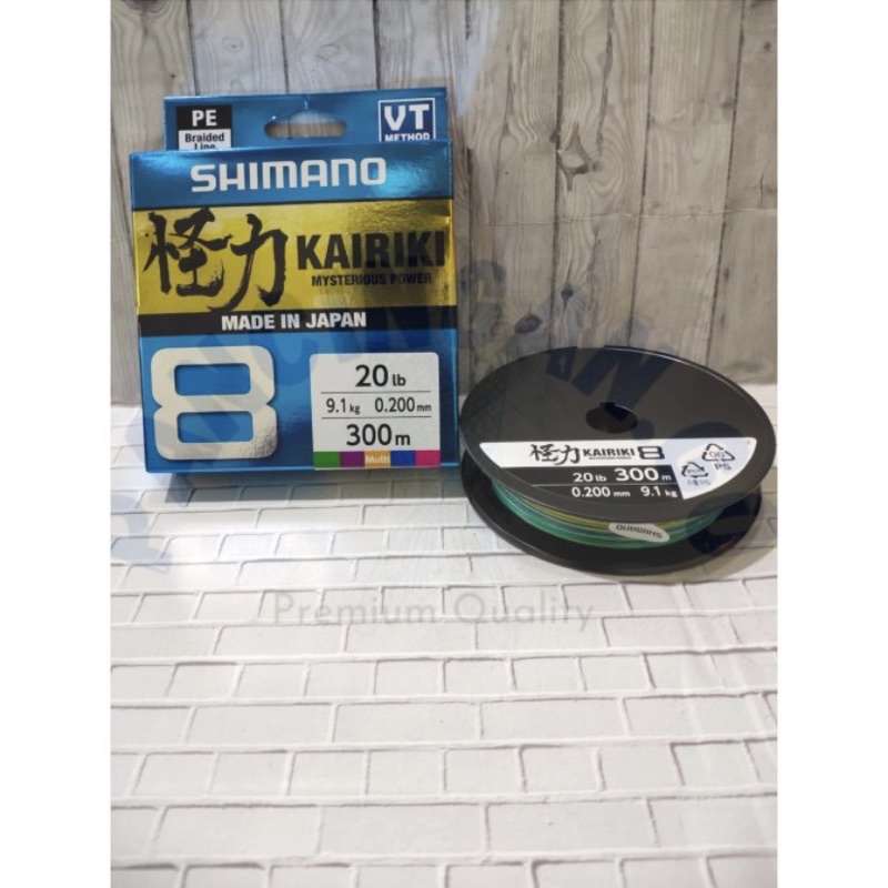 Senar PE Shimano Kairiki 8 Multicolour 20, 30, 40, 50, 60, 80Lbs 300M | Pilih Ukuran
