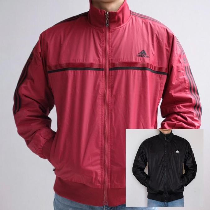 Promo Jaket Pria Windbreaker Parasut Adidas Bolak Balik Grade Original