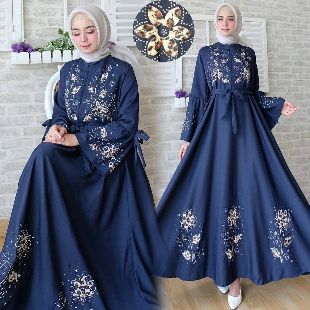 HOPYLOVY - Gamis Baloteli Maxi Dress Mote Wanita Flower