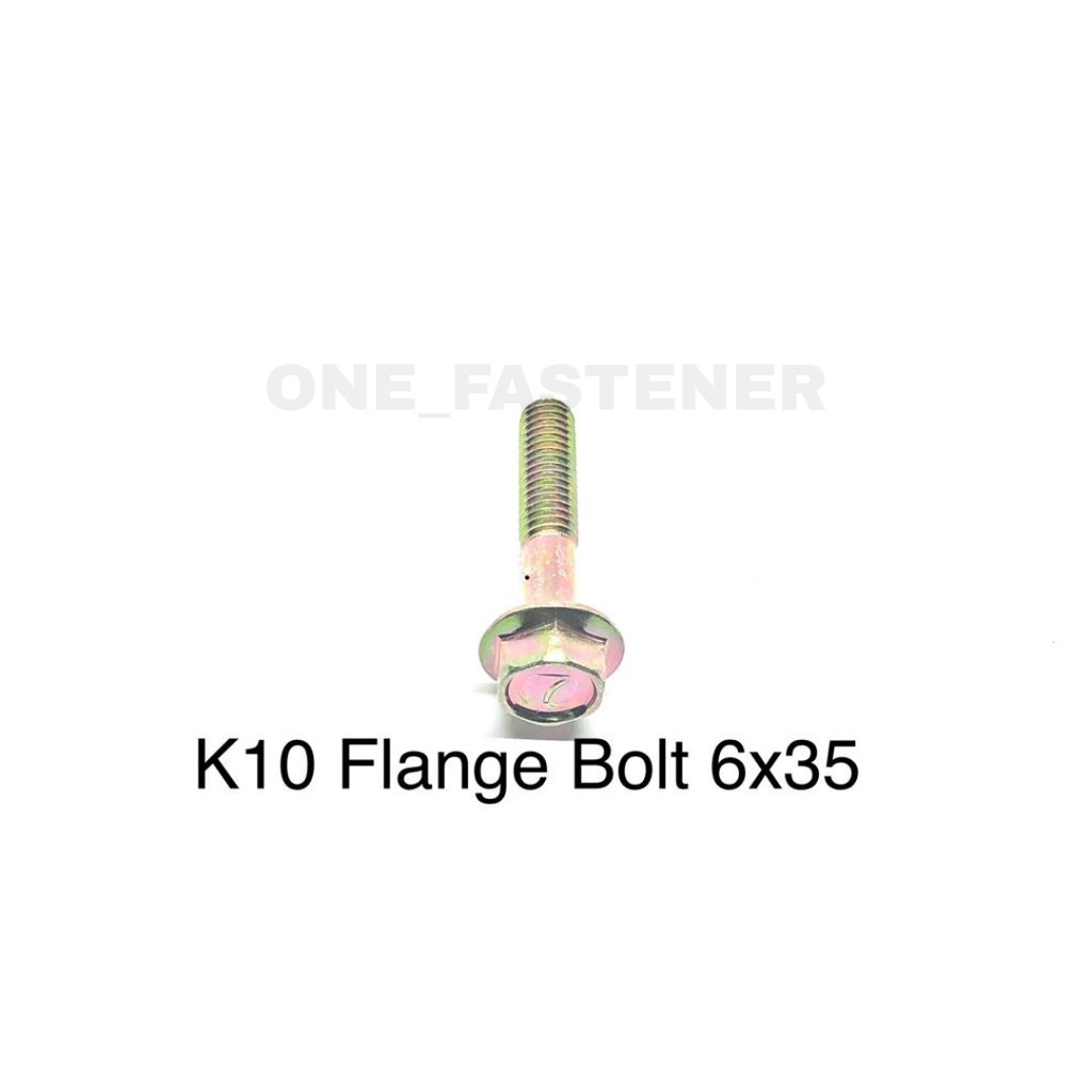 50 pcs K10 Baut Flange Bolt M6x35 Kuning 1.0 Topi Kunci 10 3.5cm FBK