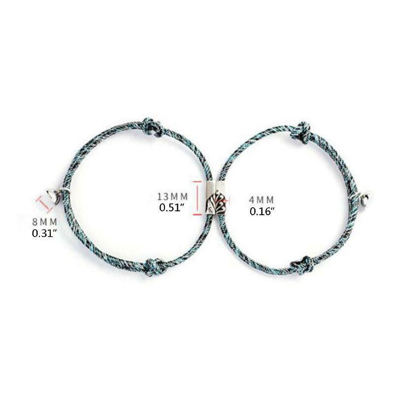 2pcs Gelang Tali Persahabatan Model Kepang Dengan Magnet Untuk Pasangan