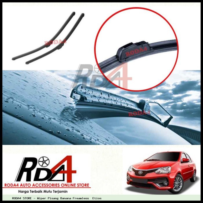 Wiper Mobil Etios 20 18 Frameless Banana 1 Set 2 Pcs