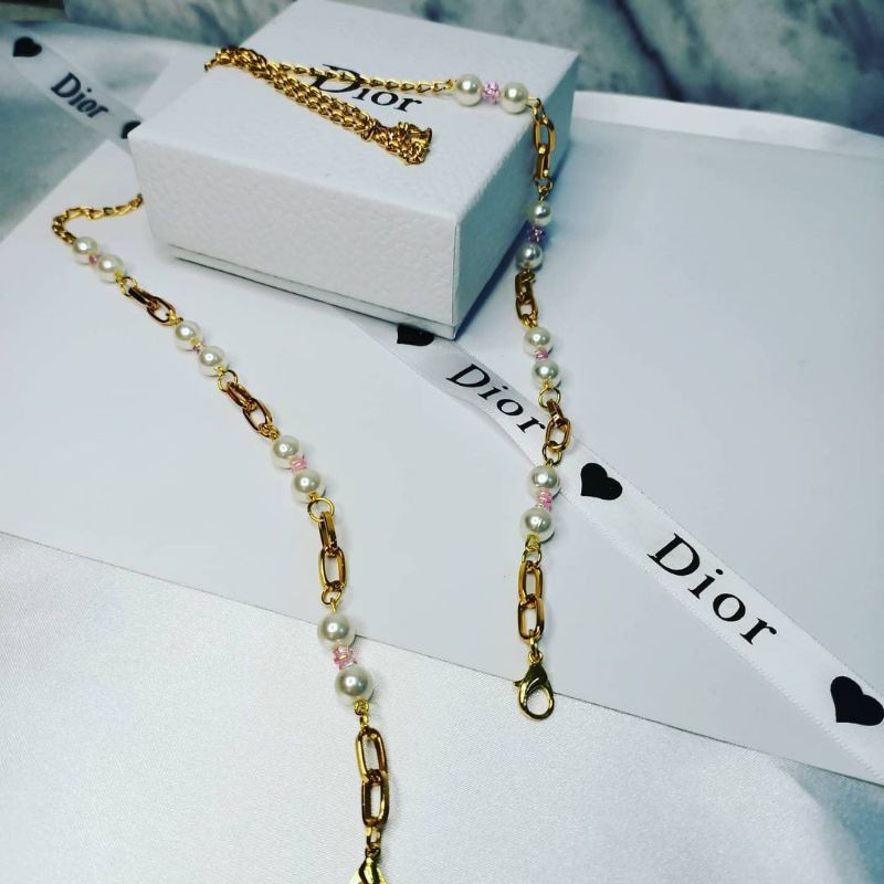 kalung masker mutiara rantai gold