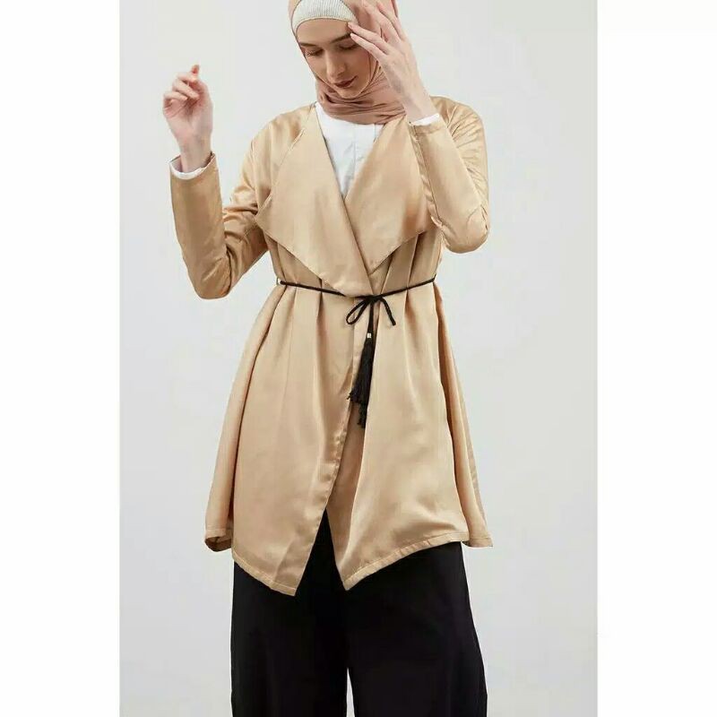 cream wrap coat with belt