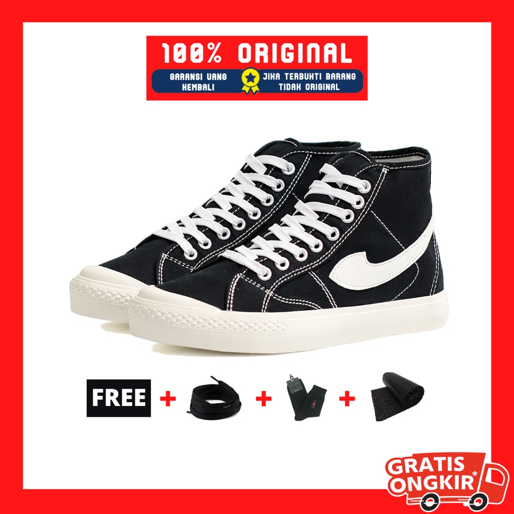 Original Not Sepatu Compass Gazelle Hi Black White Sneakers Lokal Casual Pria dan Wanita High