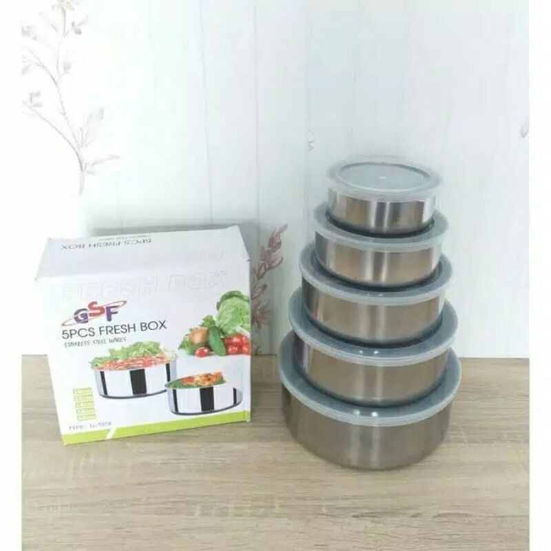 Rantang Stainless Steel Susun 5 PCS / Protect Fresh Box GSF G 1018 BERGARANSI RESMI 1  TAHUN MANTAP