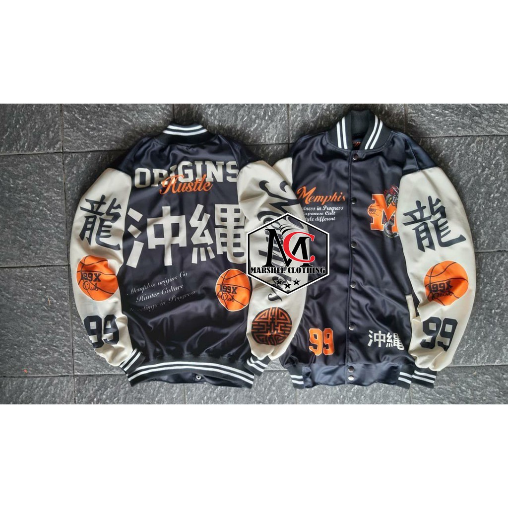 RCL - Varsity Jacket Leather Vintage Baseball Original Memphis / Memphisorigins Kamikaze Pria Wanita L XL