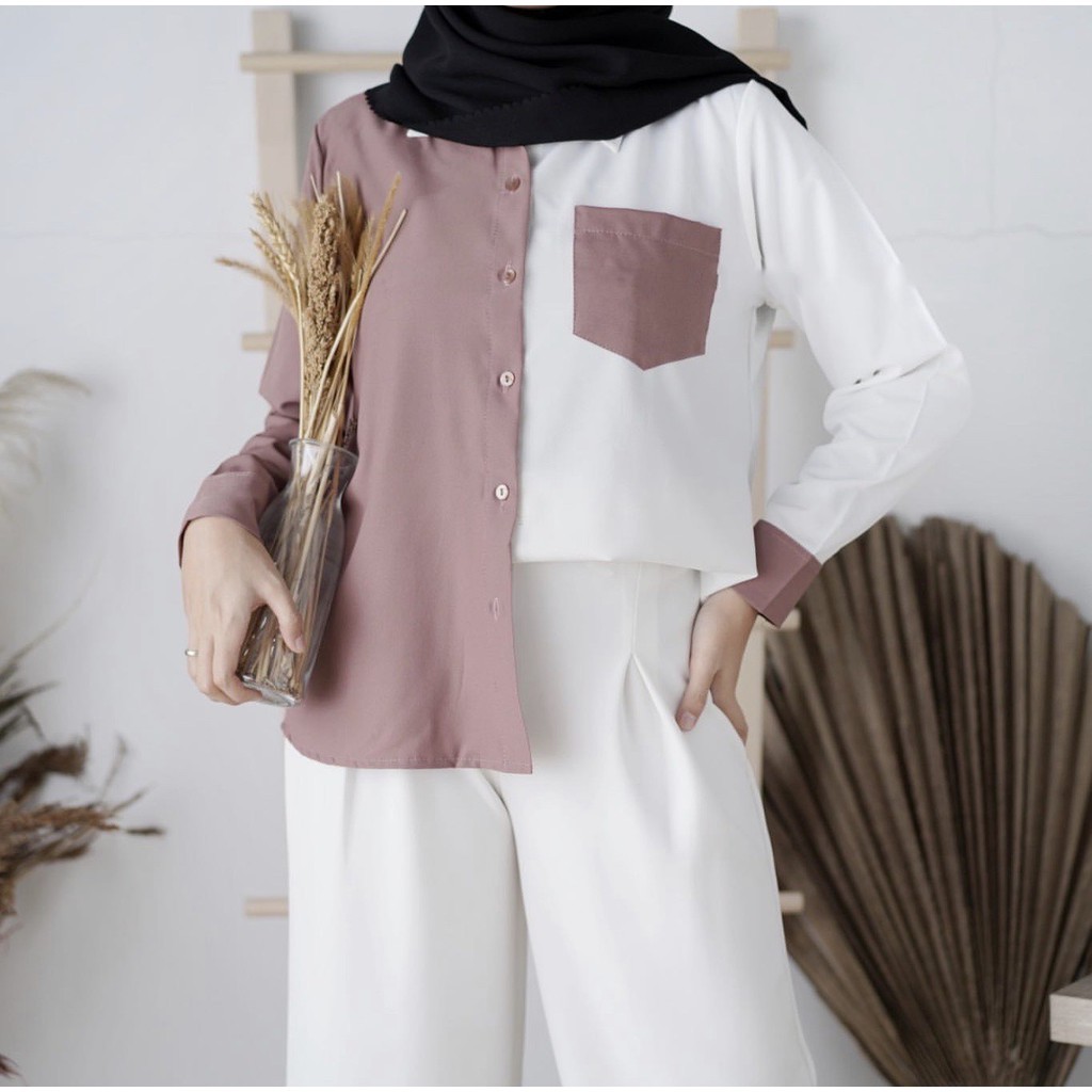 RARELY SHIRT AERI KEMEJA CRINKLE WANITA PANJANG CRINCLE AIRFLOW OVERSIZE JUMBO LD 120 OOTD REMAJA DEWASA KEKINIAN