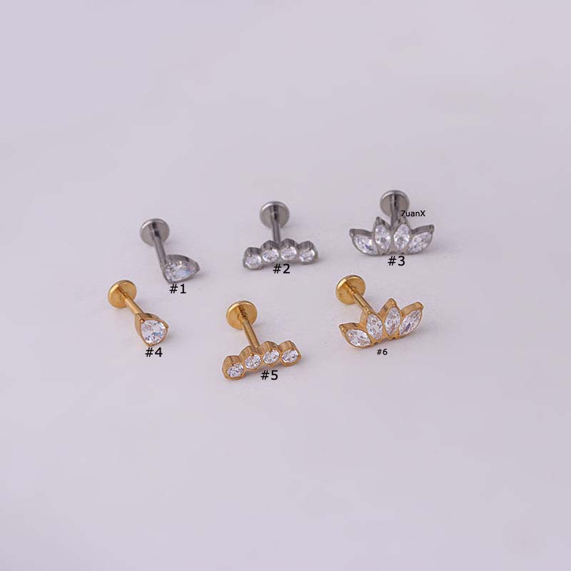 1pc Anting Tindik Bibirtulang Rawan Telinga Bahan Titanium Steel G23 16gauge