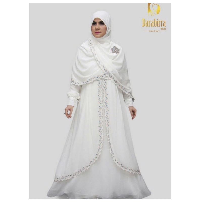 Darabirra Original Gamis Syari Wanita Mewah Modern Terbaru 2022 | WHITE BORDIR SERIES