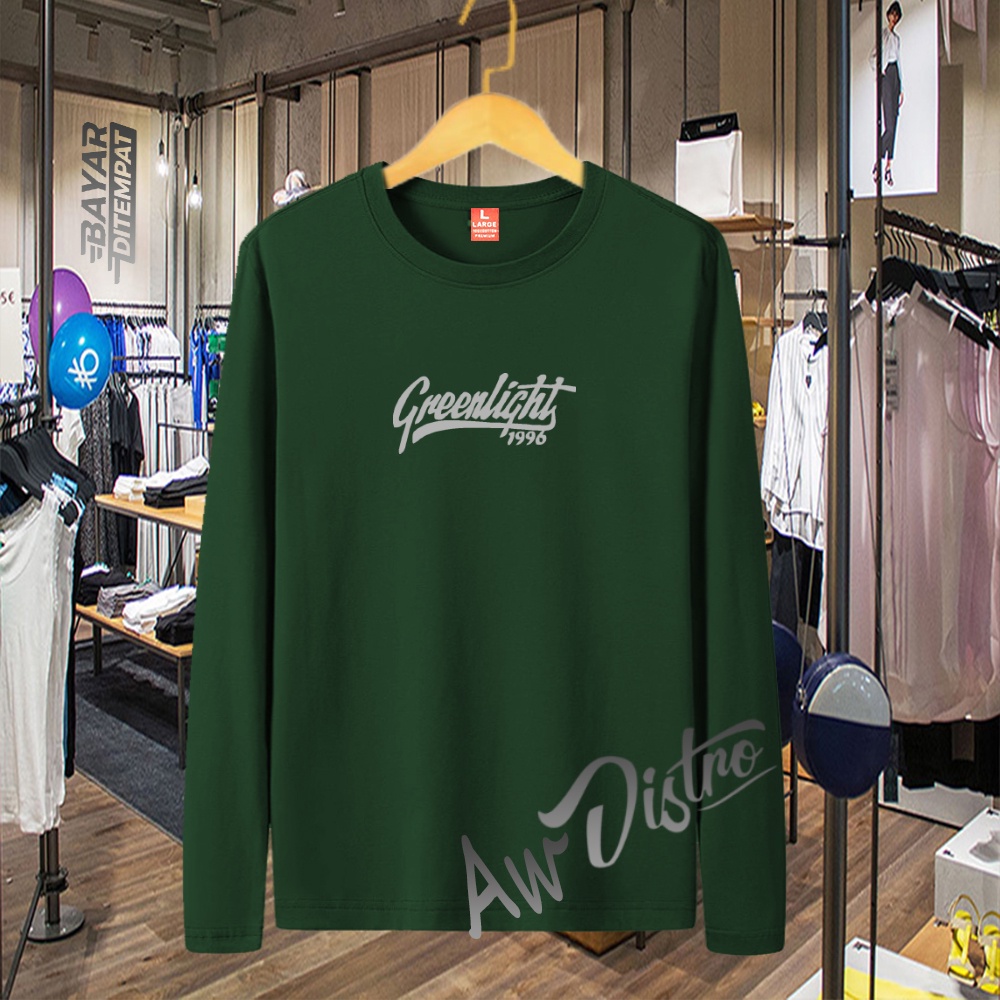 COD Baju Kaos Distro Greenlight 1996 Silver Premium Quality Lengan Panjang Kaos Tulisan Kaos Kata-Kata Kaos Sablon Big Size