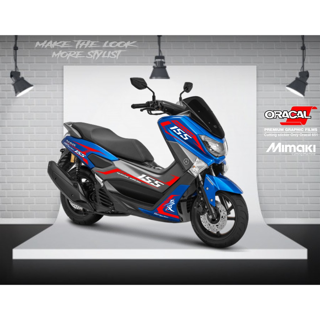 STICKER CUTTING NMAX BIRU - STRIPING NMAX MERAH PUTIH DENGAN BAHAN ORACAL