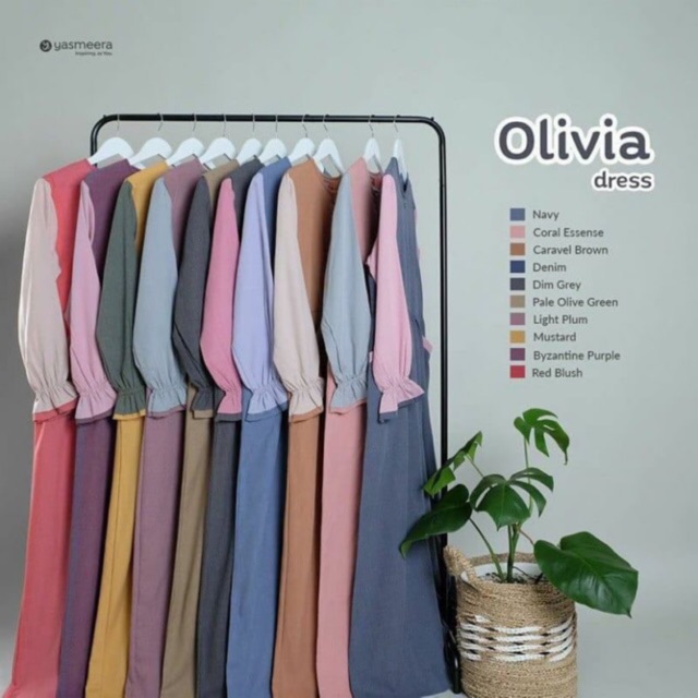 Olivia dress Yasmeera. Gamis polos dengan variasi warna lengan